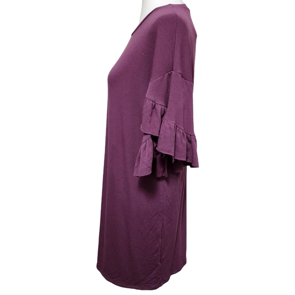 Kayla's Armoire mauve knit ruffle bell sleeve shift dress size small - Picture 3 of 7